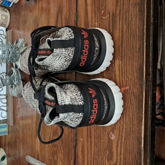 Adidas Black and Gray Sneakers with Knit Upper