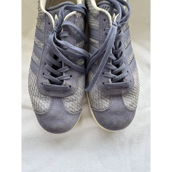 Adidas Blue/Gray Snakeskin Suede Gazelle Originals Size 8 1/2