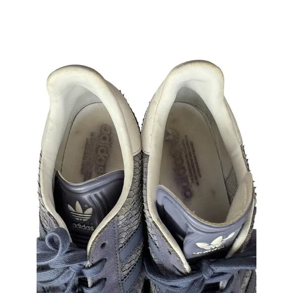Adidas Blue/Gray Snakeskin Suede Gazelle Originals Size 8 1/2