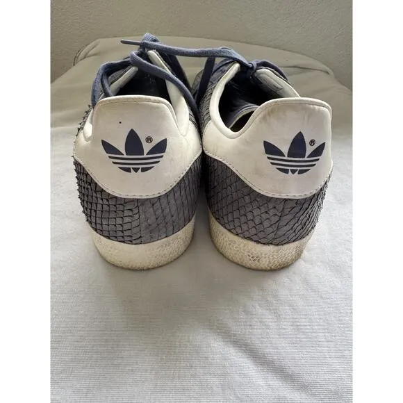 Adidas Blue/Gray Snakeskin Suede Gazelle Originals Size 8 1/2