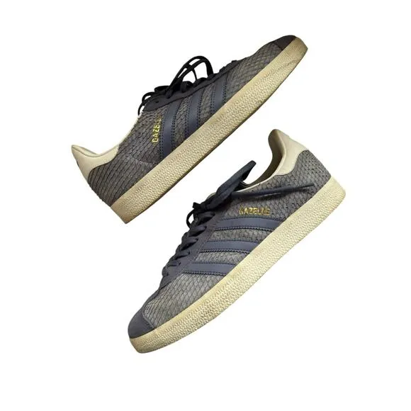 Adidas Blue/Gray Snakeskin Suede Gazelle Originals Size 8 1/2