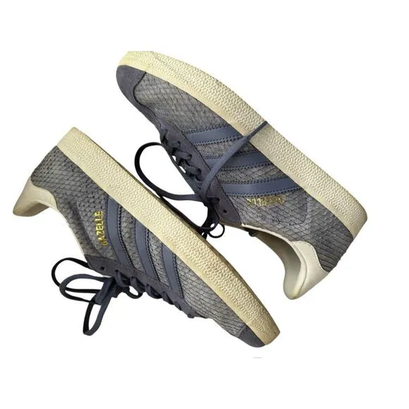 Adidas Blue/Gray Snakeskin Suede Gazelle Originals Size 8 1/2