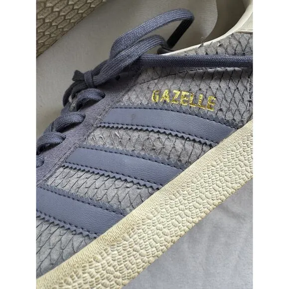 Adidas Blue/Gray Snakeskin Suede Gazelle Originals Size 8 1/2