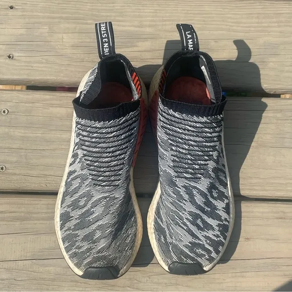 Adidas Boost NMD CS2 PK Gray Glitch Primeknit Sneakers size 9