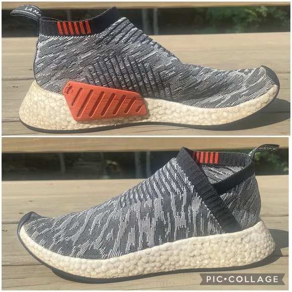 Adidas Boost NMD CS2 PK Gray Glitch Primeknit Sneakers size 9