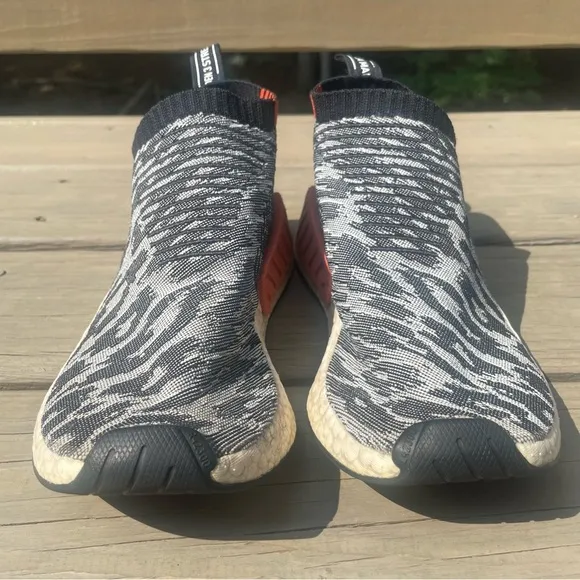 Adidas Boost NMD CS2 PK Gray Glitch Primeknit Sneakers size 9