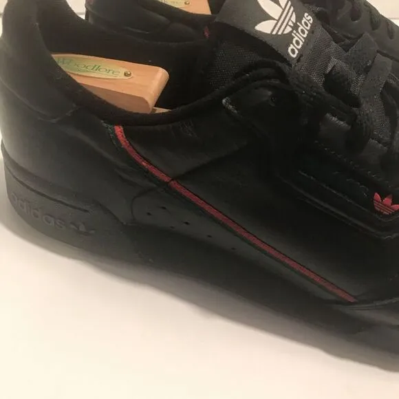 Adidas Continental 80 Mens Size 12 Trainers Shoes Black Leather Scarlet Green