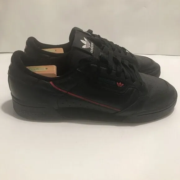 Adidas Continental 80 Mens Size 12 Trainers Shoes Black Leather Scarlet Green