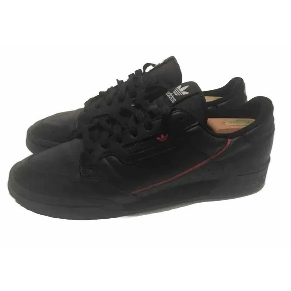 Adidas Continental 80 Mens Size 12 Trainers Shoes Black Leather Scarlet Green