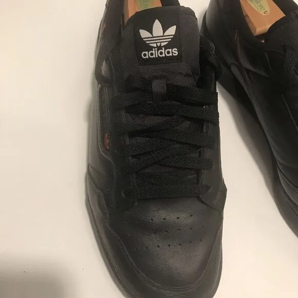 Adidas Continental 80 Mens Size 12 Trainers Shoes Black Leather Scarlet Green