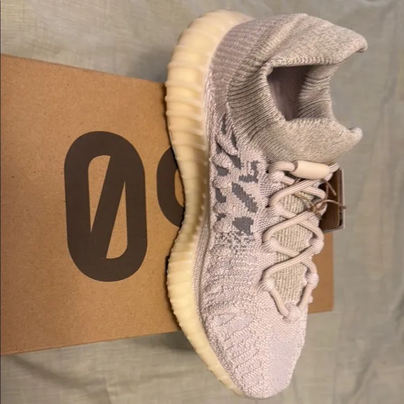 Adidas Cream Sneakers with Knit Upper and Boost Cushioning