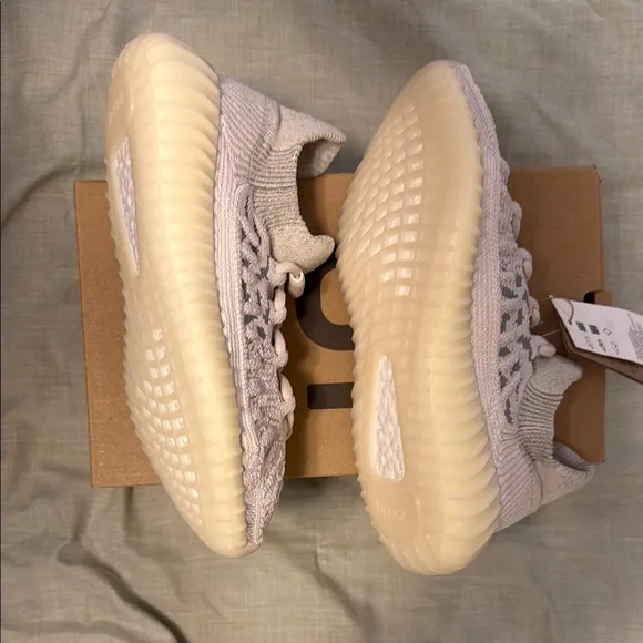 Adidas Cream Sneakers with Knit Upper and Boost Cushioning