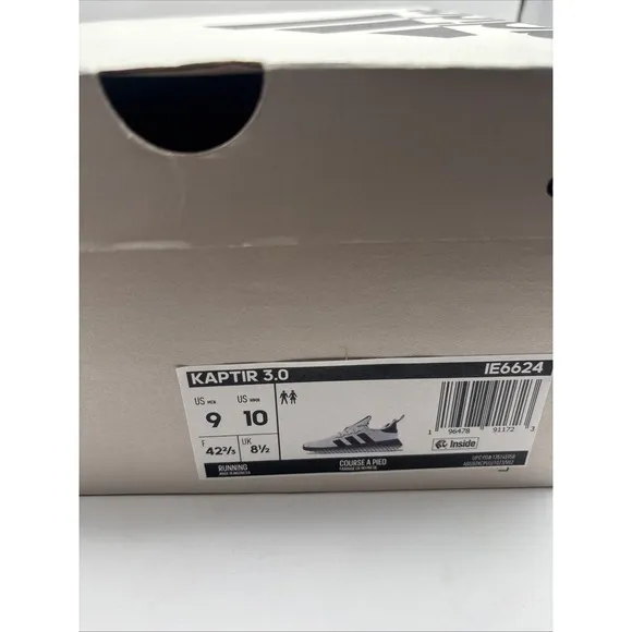 ADIDAS KAPTIR 3.0 RUNNING CASUAL SNEAKERS MEN'S SZ 9 WHITE BLACK IE6624 NIB