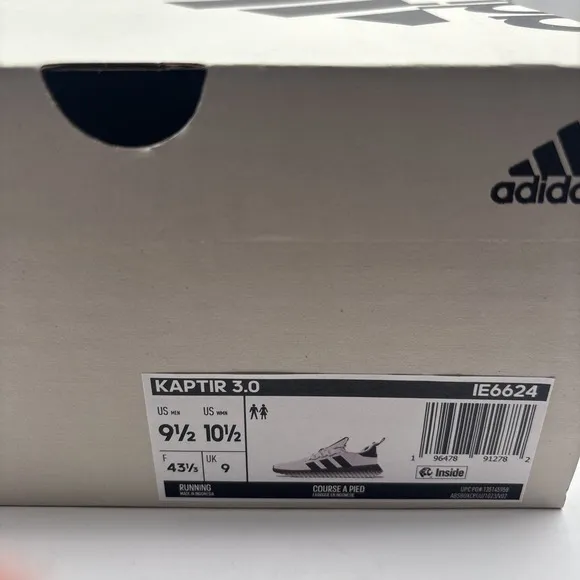 ADIDAS KAPTIR 3.0 RUNNING CASUAL SNEAKERS MEN'S SZ 9.5 WHITE BLACK IE6624 NIB