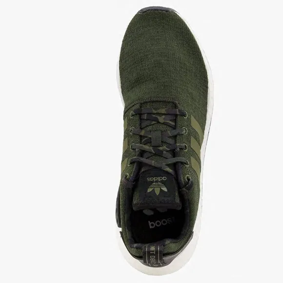 Adidas Mens NMD R2 Sneakers Green with Camouflage Size 11 US Mint Condition