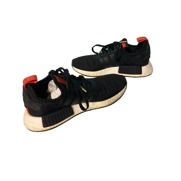 Adidas NMD R1 Black Sneakers with Red Accents‎ Boost Sole Casual Athletic  S-41