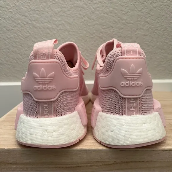 Adidas NMD R1 Light Pink &amp; White Athletic Sneakers 4.5Y W6