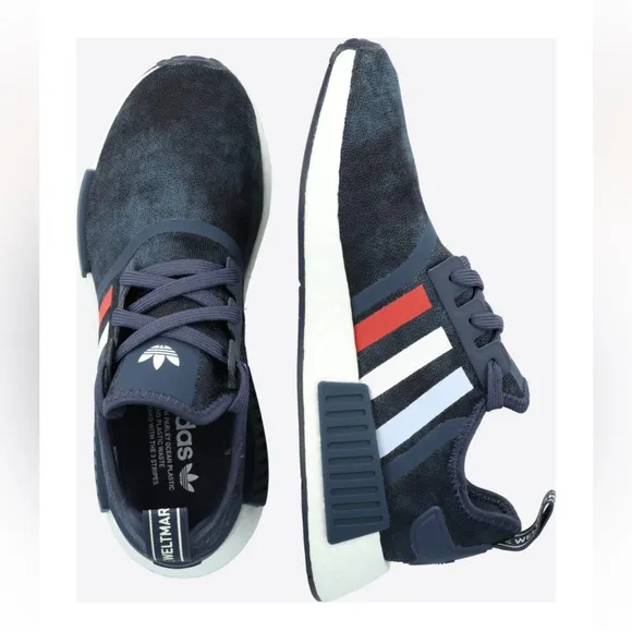 Adidas Originals NMD R1 Sneakers Shadow Navy White Tint Glory Red Mens Sz 9