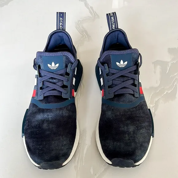 Adidas Originals NMD R1 Sneakers Shadow Navy White Tint Glory Red Mens Sz 9