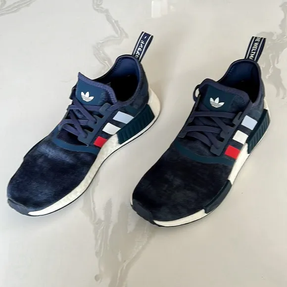 Adidas Originals NMD R1 Sneakers Shadow Navy White Tint Glory Red Mens Sz 9