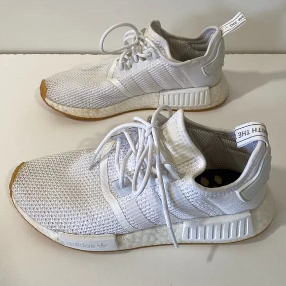 Adidas originals NMD sneakers in triple white size men’s 8 like new