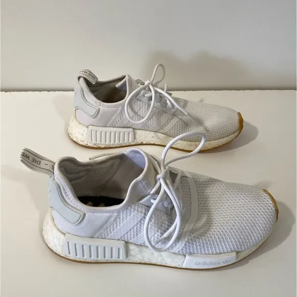 Adidas originals NMD sneakers in triple white size men’s 8 like new
