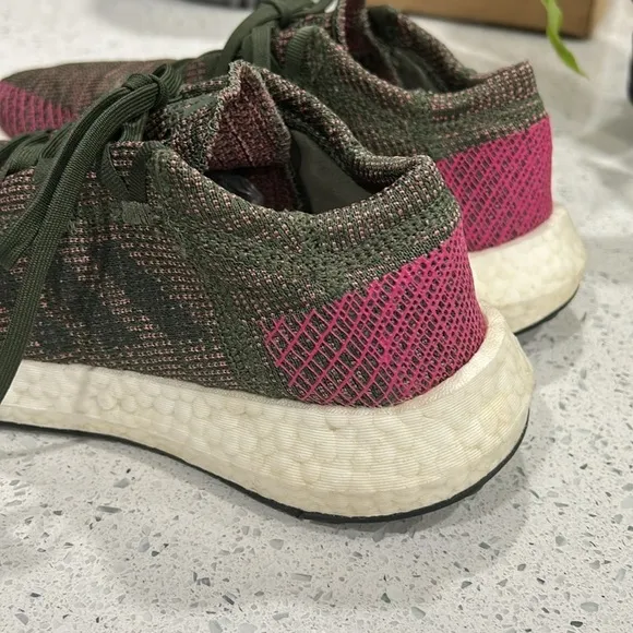 Adidas Pure Boost Go Womens Boost Running Shoe Night Cargo Green Maroon [B75668]