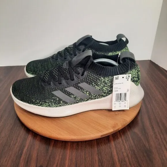 Adidas Purebounce Plus Mens Size 13 Shoes Black Green Knit Running Sneakers NEW