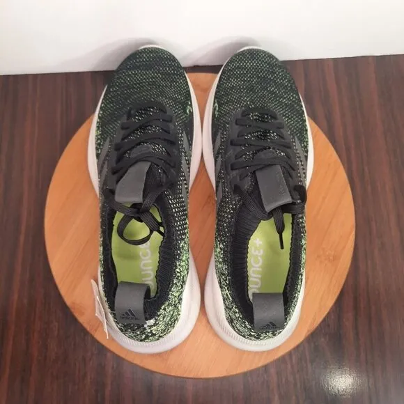 Adidas Purebounce Plus Mens Size 13 Shoes Black Green Knit Running Sneakers NEW