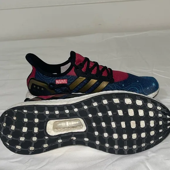Adidas Red and Blue Sneakers with Breathable Knit Upper