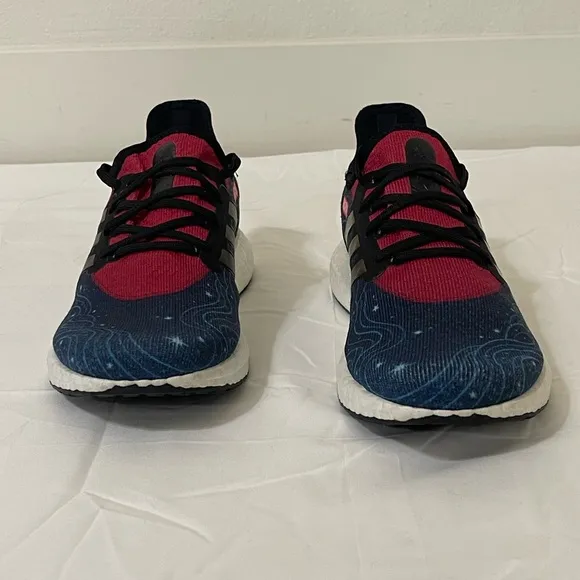 Adidas Red and Blue Sneakers with Breathable Knit Upper