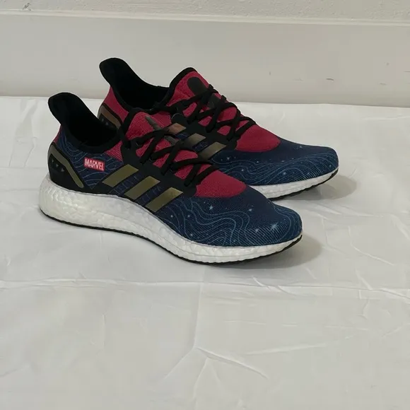 Adidas Red and Blue Sneakers with Breathable Knit Upper