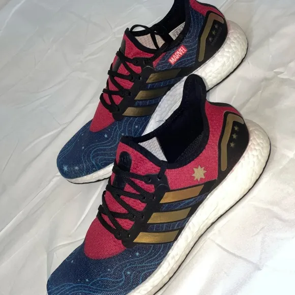 Adidas Red and Blue Sneakers with Breathable Knit Upper