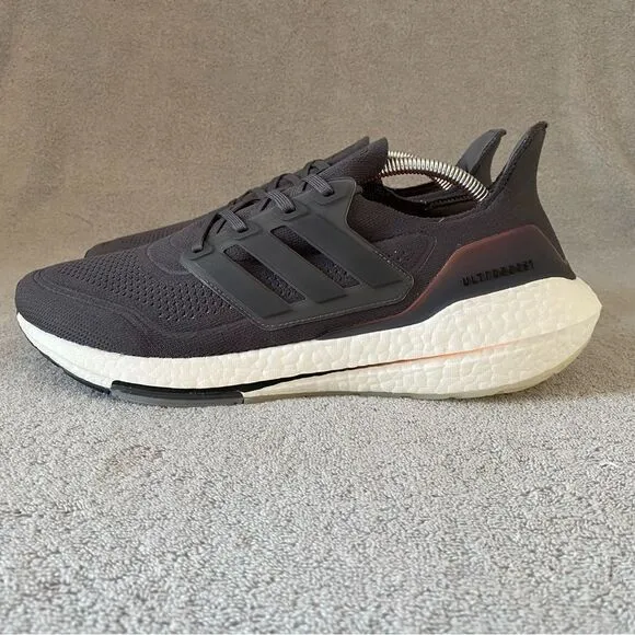 Adidas Shoes Mens 11.5 Gray Orange UltraBoost 21 Prime Knit Sneakers FY0372 #B