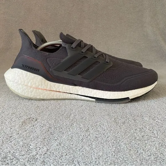 Adidas Shoes Mens 12 Gray Orange UltraBoost 21 Prime Knit Sneakers FY0372