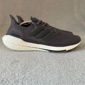 Adidas Shoes Mens 12 Gray Orange UltraBoost 21 Prime Knit Sneakers FY0372