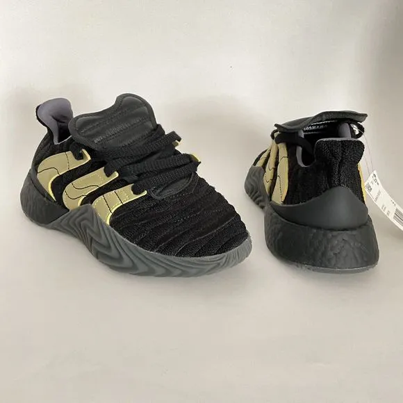 Adidas Sobakov Boost Boys Size 4 Lace-up Sneakers Black Gold