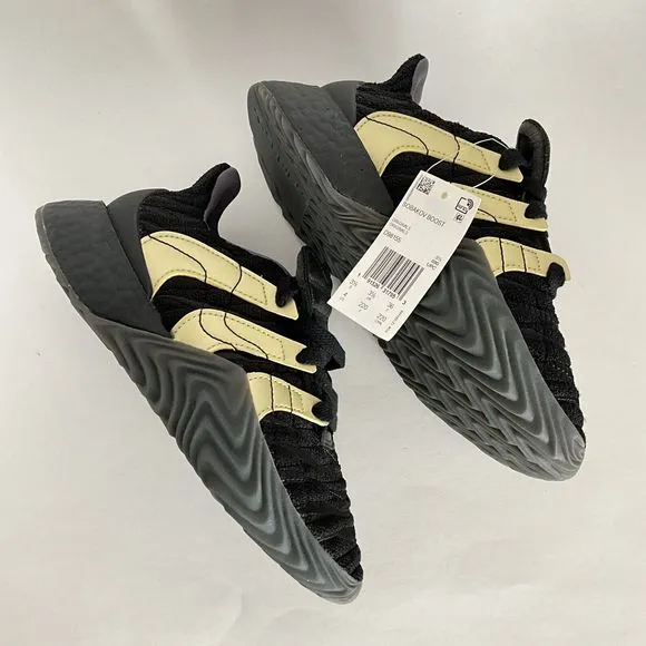 Adidas Sobakov Boost Boys Size 4 Lace-up Sneakers Black Gold