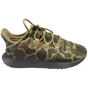 adidas Tubular Shadow Sneakers Kids Size 3‎ Green Camo Knit Athletic Lace Up