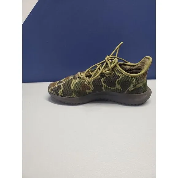 adidas Tubular Shadow Sneakers Kids Size 3‎ Green Camo Knit Athletic Lace Up