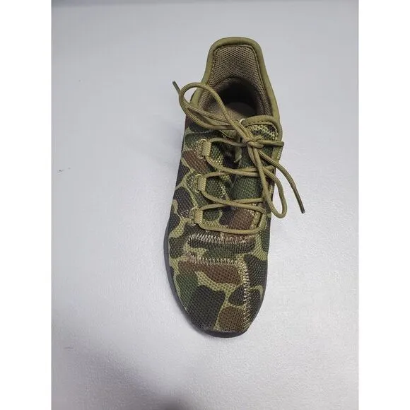 adidas Tubular Shadow Sneakers Kids Size 3‎ Green Camo Knit Athletic Lace Up