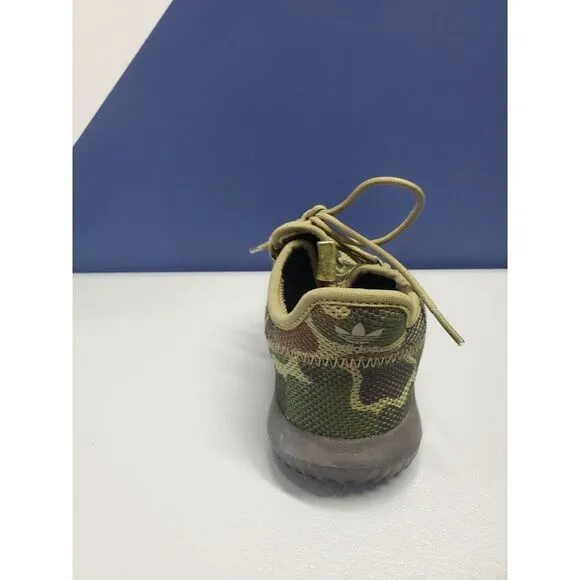 adidas Tubular Shadow Sneakers Kids Size 3‎ Green Camo Knit Athletic Lace Up
