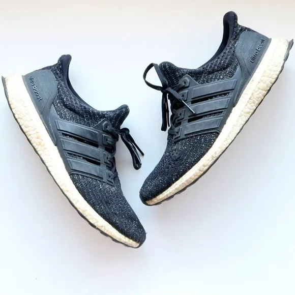 Adidas Ultra Boost Core Black Knit Upper Men's Sneakers Running Shoes Size 10.5