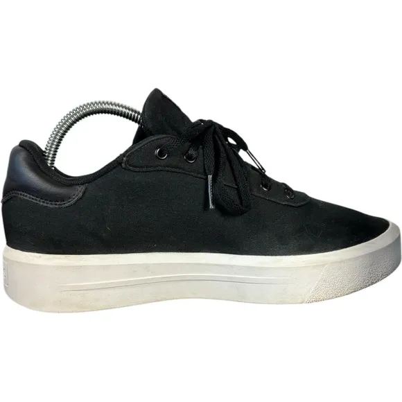 Adidas Women’s Court Platform Canvas Black White Sneakers Skate size 8.5 preppy