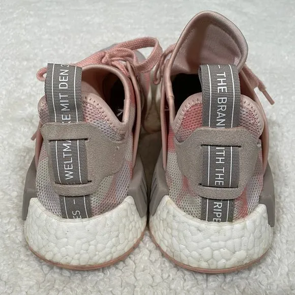 Adidas Womens NMD XR1 Duck Camo Sneakers in Pink and Gray Mesh Knit 9