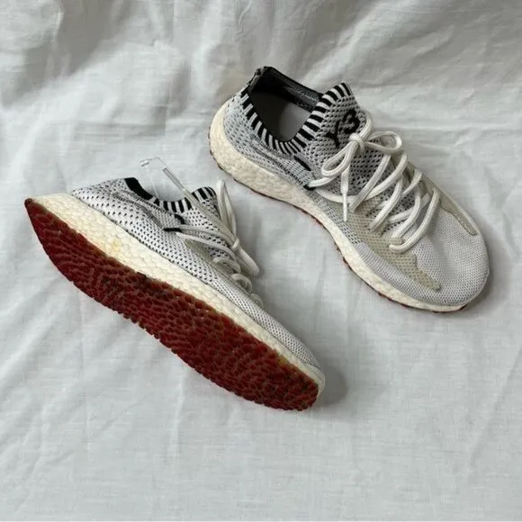 Adidas Y-3  Yohji Yamamoto  White/Black Ratio Racer Knit Sneakers Sz 6.5 Lace-Up