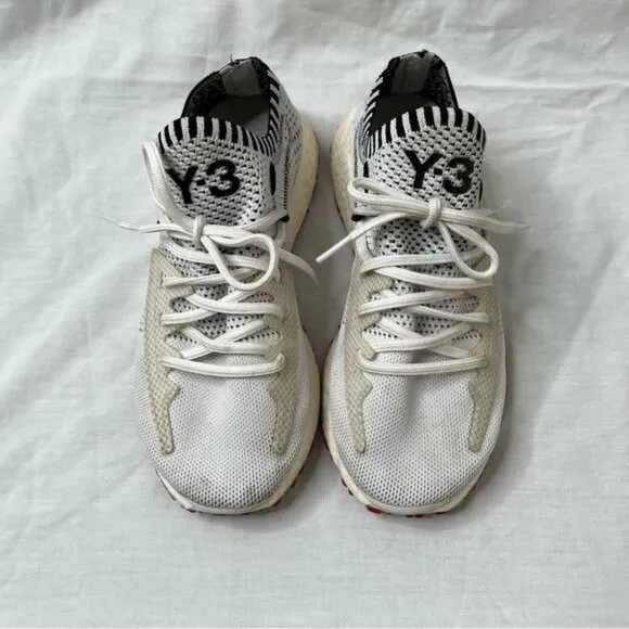 Adidas Y-3  Yohji Yamamoto  White/Black Ratio Racer Knit Sneakers Sz 6.5 Lace-Up