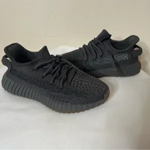 Adidas Yeezy Boost 350 V2 Youth Pirate Black Prime Knit Low Top Sneakers Sz 2.5Y