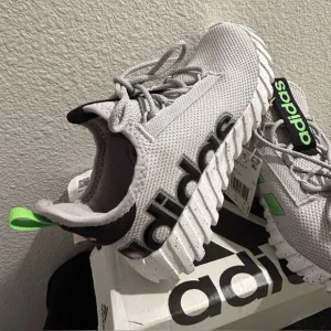Adidas Kaptir Youth Knit Sneakers - Size 3 - Gray/Black/Green - New in Box NWT