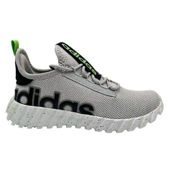Adidas Kaptir Youth Knit Sneakers - Size 3 - Gray/Black/Green - New in Box NWT
